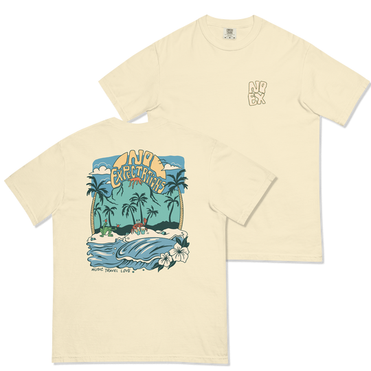 Soft and Durable Comfort Colors short sleeve t-shirt featuring the Island Beats Design part of the No Expectations brand collection Ivory