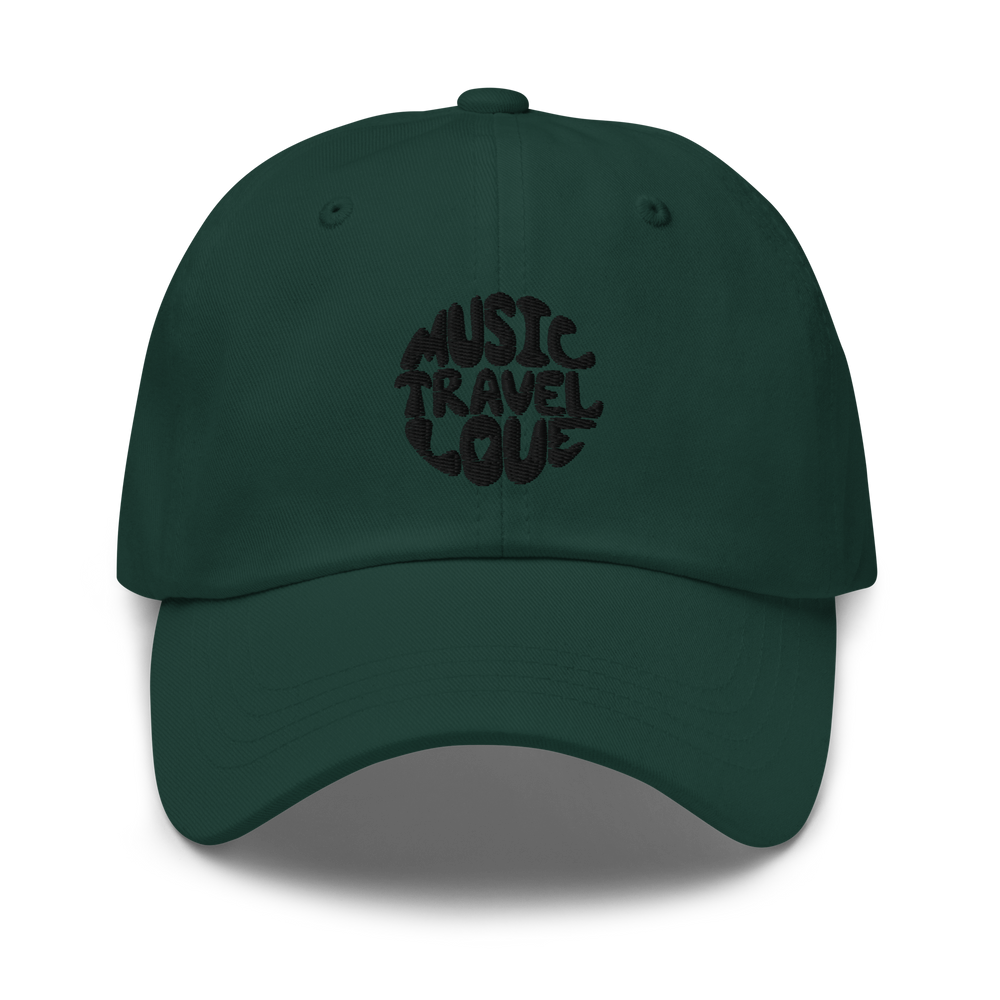 Retro Embroidered Dad Hat - Music Travel Love