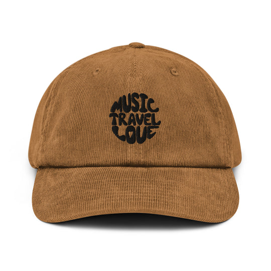 Retro Embroidered Corduroy hat - Music Travel Love