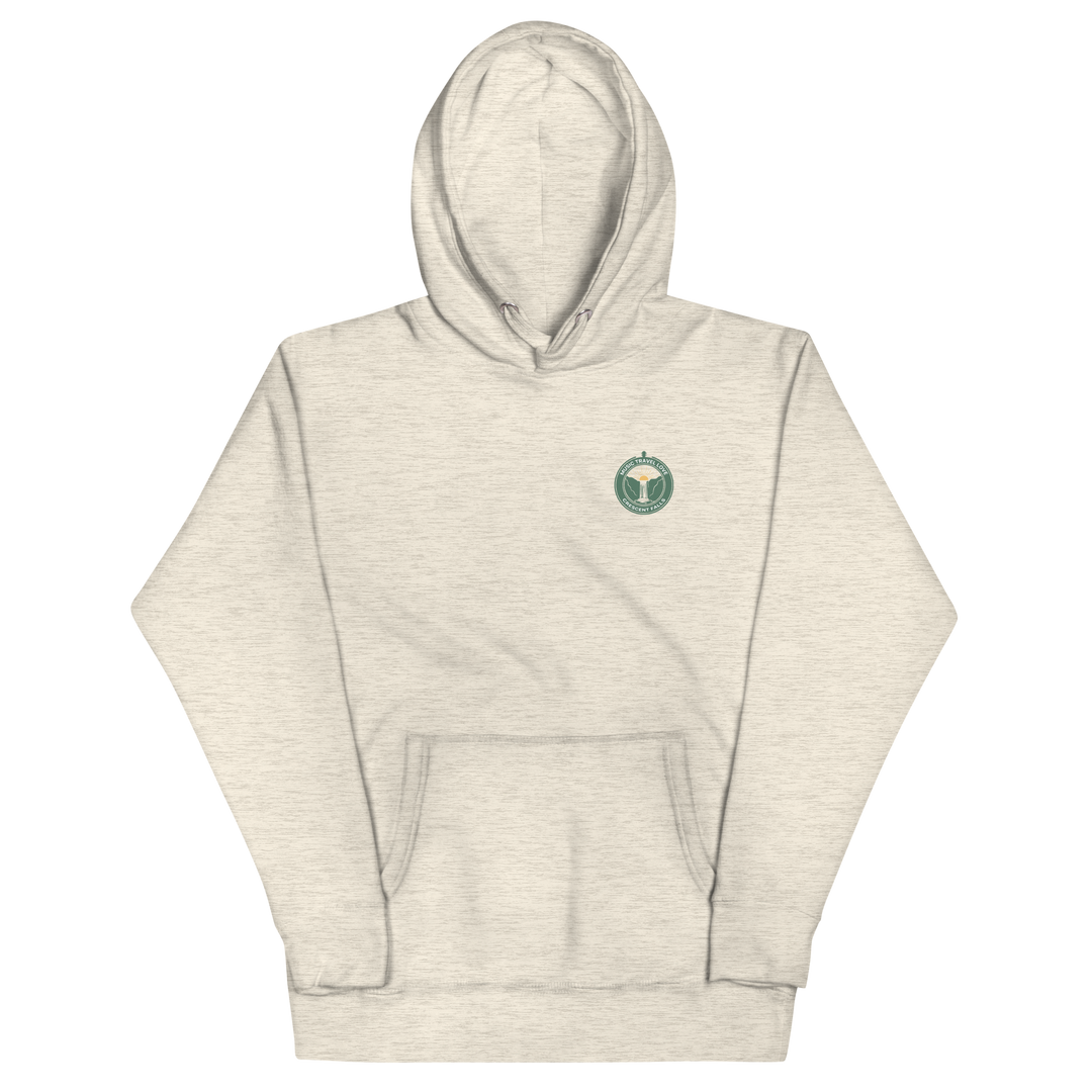 Muisc Travel Love Cresent Falls Hoodie Front View Heather