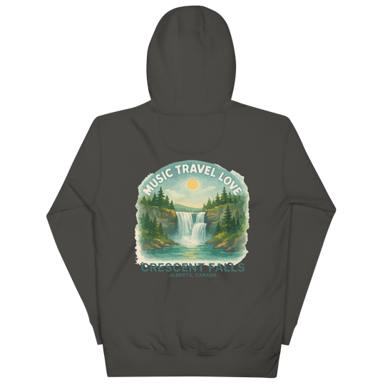 Muisc Travel Love Cresent Falls Hoodie Back View Black