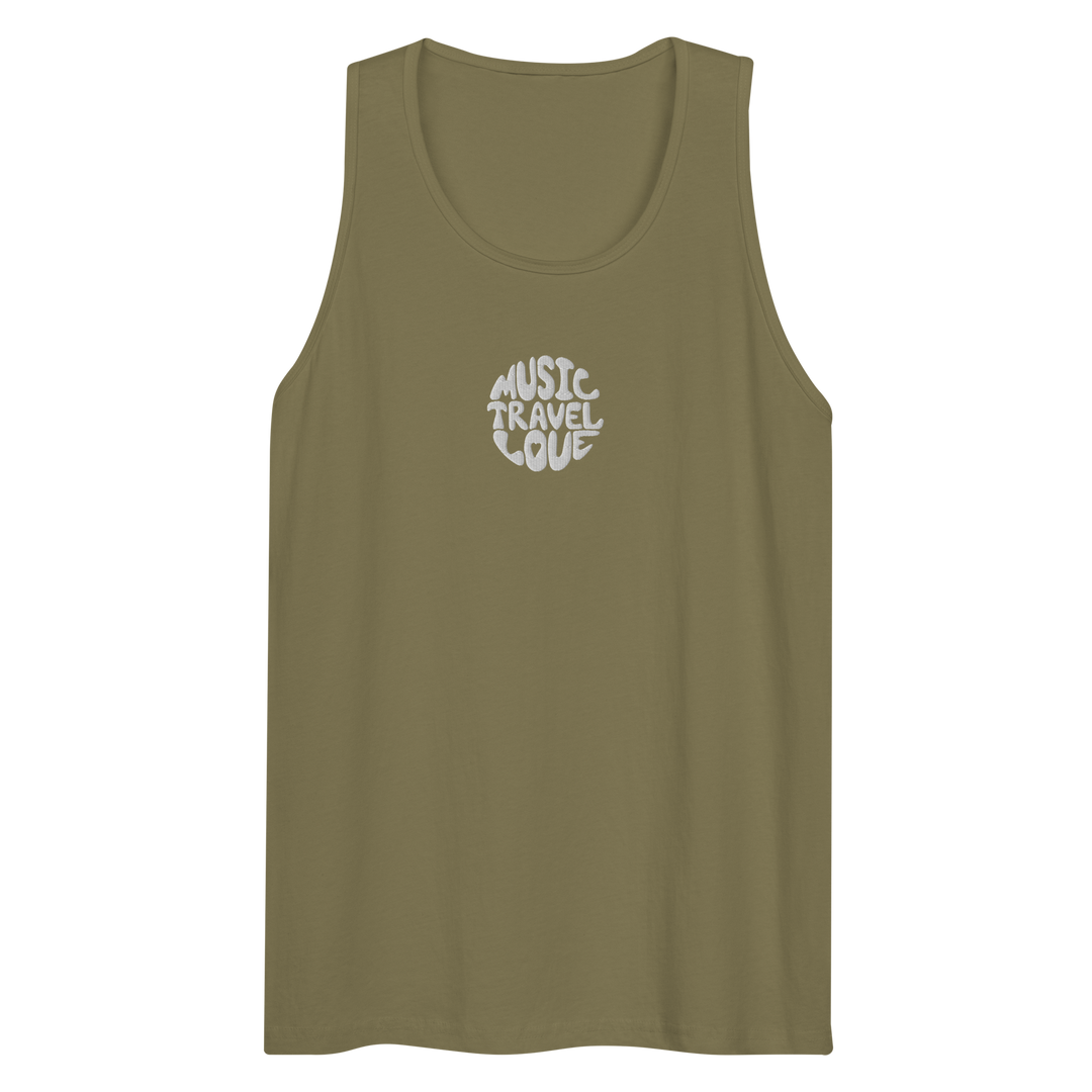 Retro Embroidered Tank Top - Music Travel Love