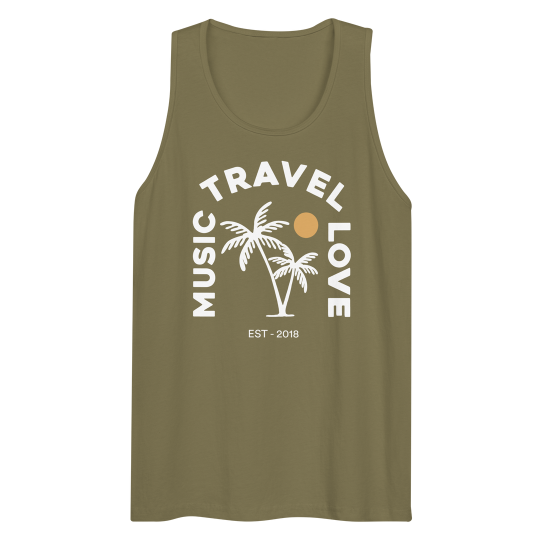 Palm & Sun Tank Top (Front) - Music Travel Love