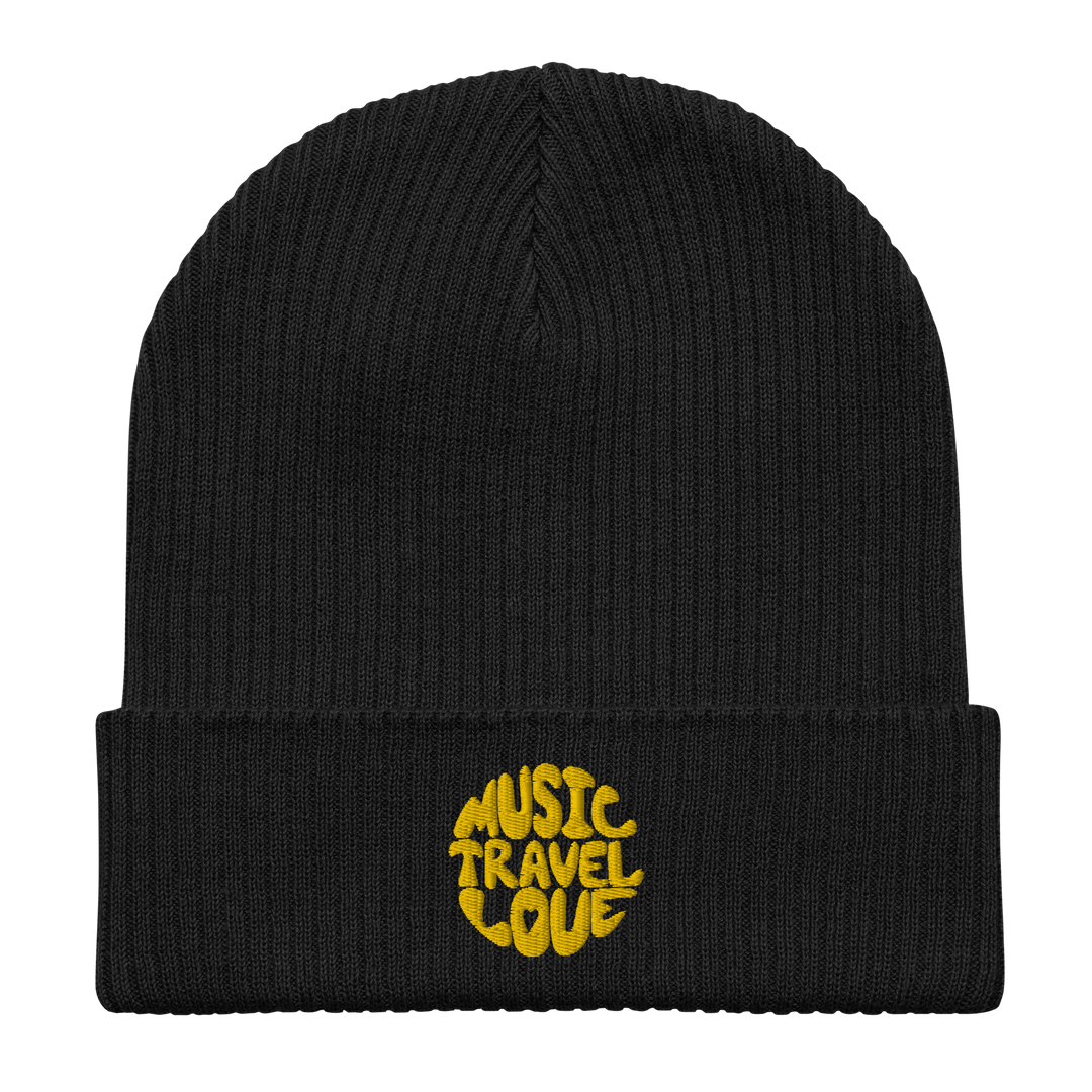 Retro Logo Organic Beanie - Music Travel Love