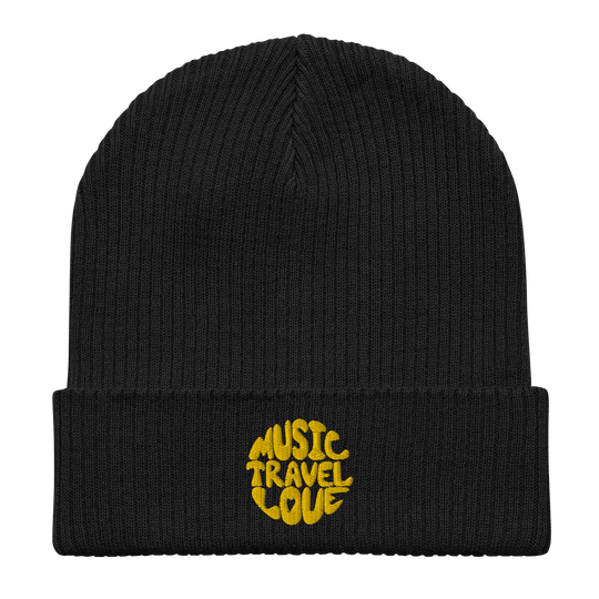 Retro Logo Organic Beanie - Music Travel Love