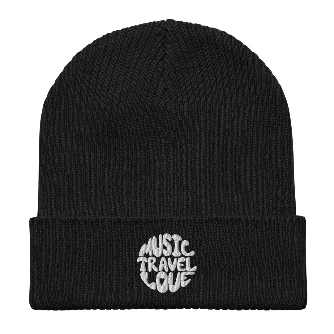 Retro Logo Organic Beanie - Music Travel Love