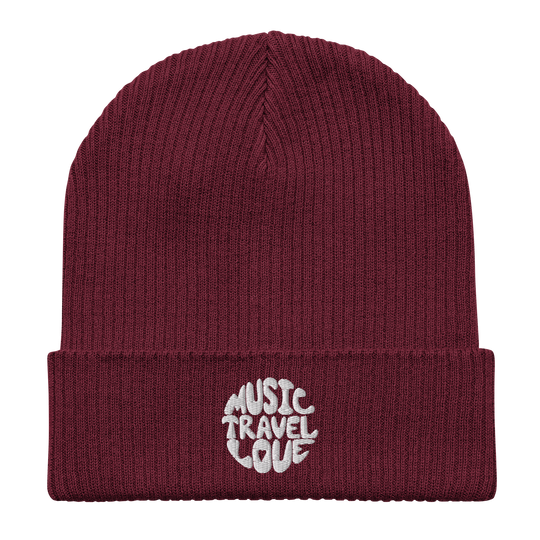 Retro Logo Organic Beanie - Music Travel Love