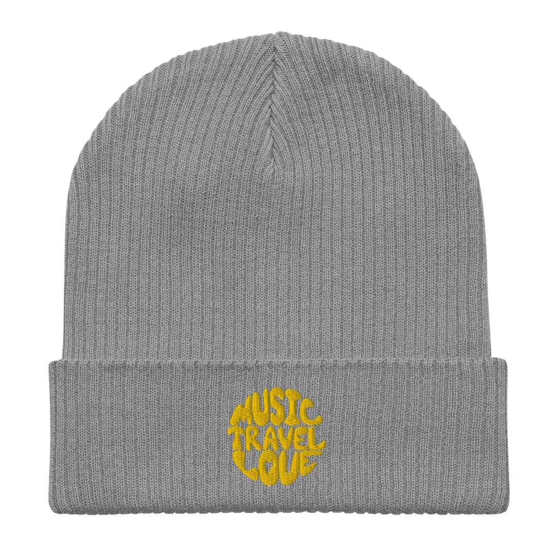 Retro Logo Organic Beanie - Music Travel Love