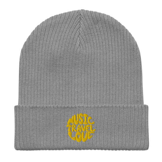 Retro Logo Organic Beanie - Music Travel Love