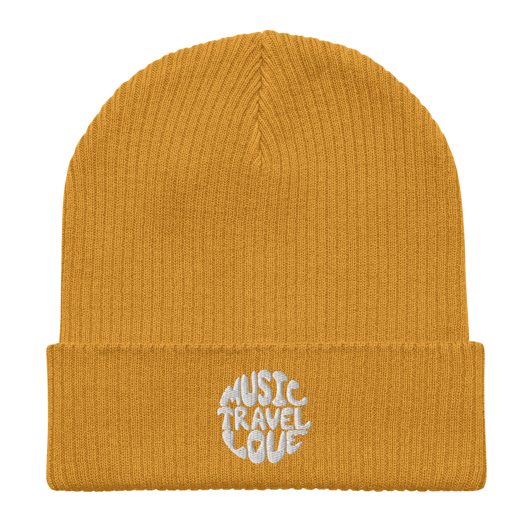 Retro Logo Organic Beanie - Music Travel Love