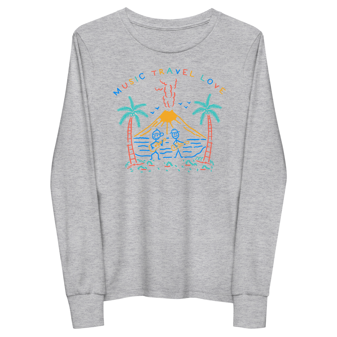 Kids Volcano Sketch Long Sleeve - Music Travel Love