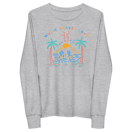 Kids Volcano Sketch Long Sleeve - Music Travel Love