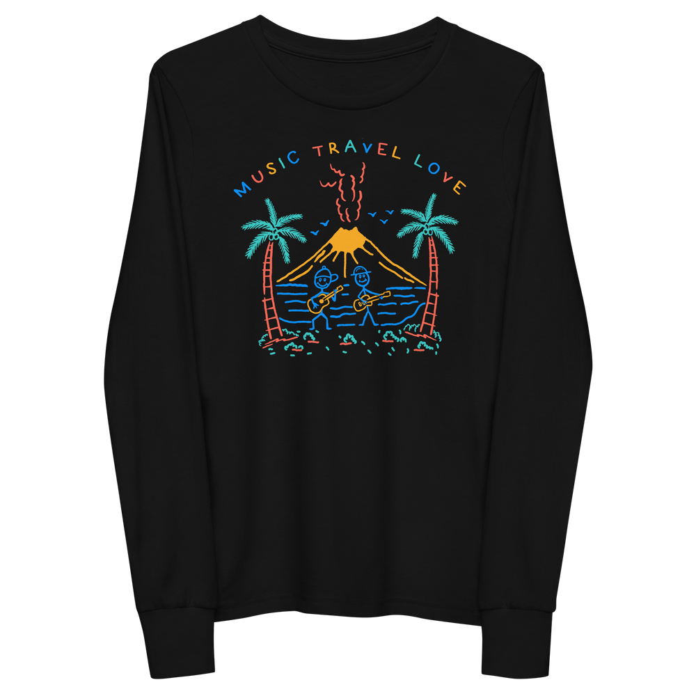 Kids Volcano Sketch Long Sleeve - Music Travel Love