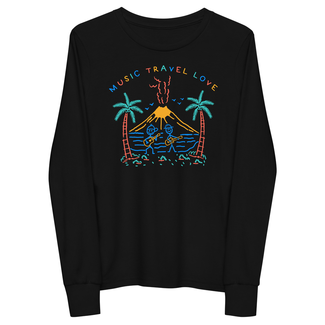 Kids Volcano Sketch Long Sleeve - Music Travel Love