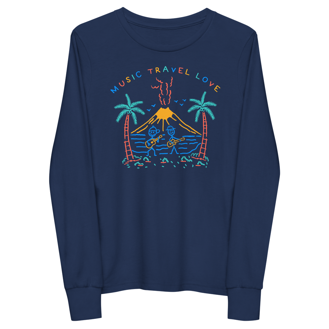 Kids Volcano Sketch Long Sleeve - Music Travel Love