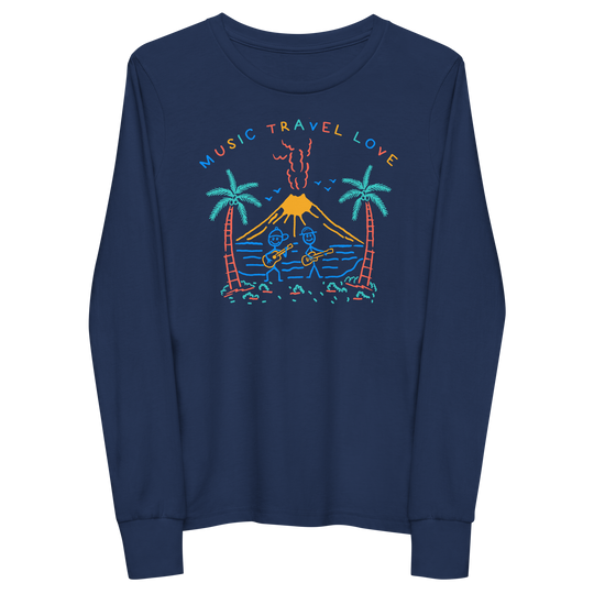 Kids Volcano Sketch Long Sleeve - Music Travel Love