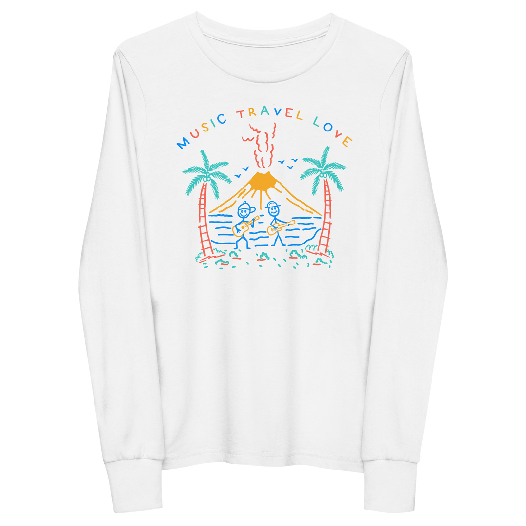 Kids Volcano Sketch Long Sleeve - Music Travel Love