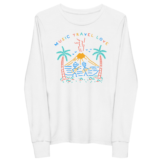 Kids Volcano Sketch Long Sleeve - Music Travel Love